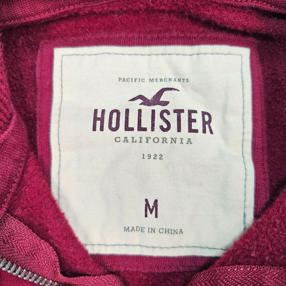 Hollister HCO Pacific Merchants Hoodie Women M Burgundy Y2K Full Zip Logo - Picture 4 of 14